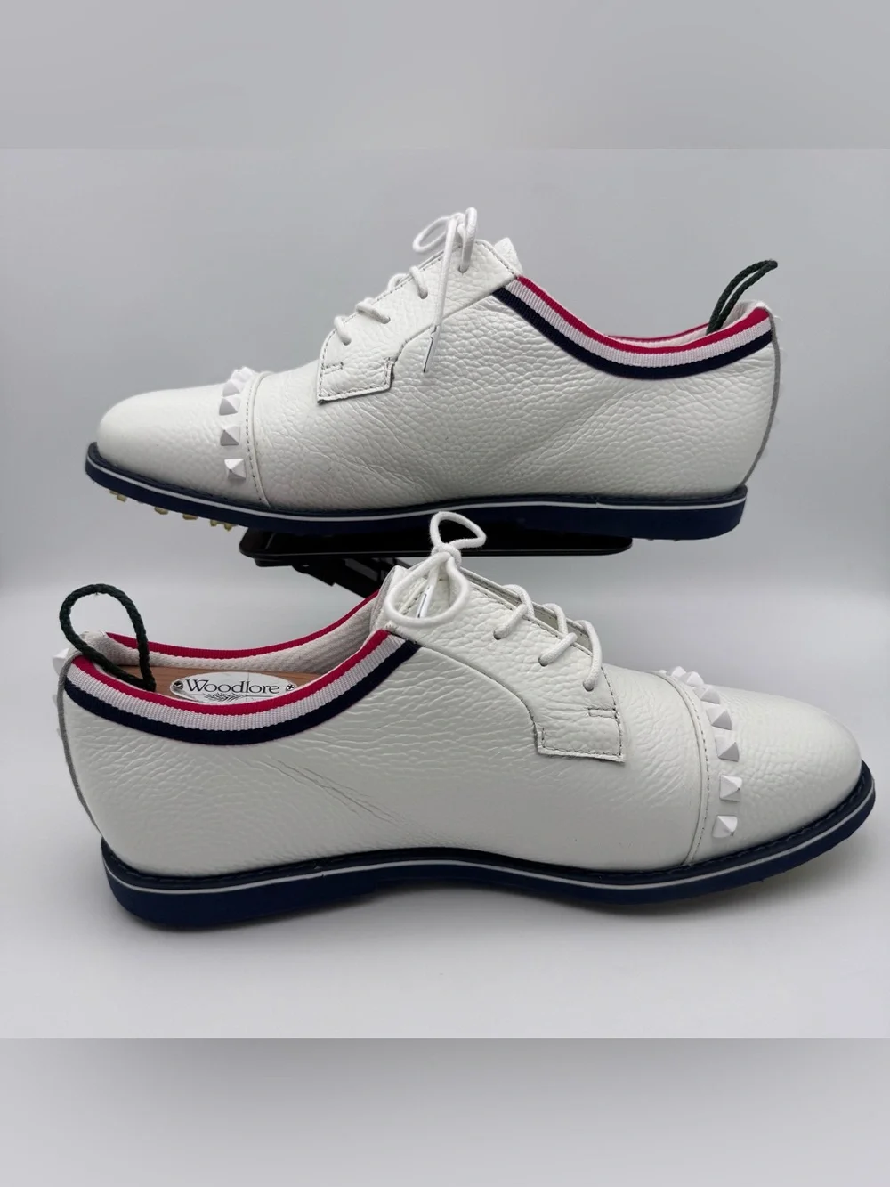G/Fore Gallivanter White Golf Shoes Grosgrain Stud Cap Toe Women Size 10.5 - Picture 4 of 10